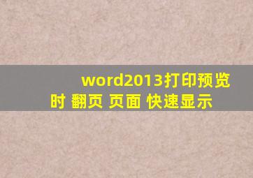 word2013打印预览时 翻页 页面 快速显示